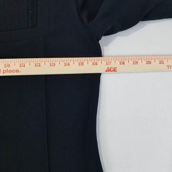 Boston Proper Tunic Top Womens Medium Black Square Neck 3/4 Sleeve Stretch Knit - Picture 7 of 9